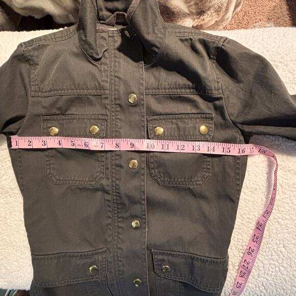 J Crew Jacket Women XS Green Full Zip Cargo Pocket Field Coated Utility - Picture 8 of 9